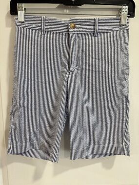 Polo Ralph Lauren Boys Sz10 Blue White Striped Seersucker Shorts Classic Preppy